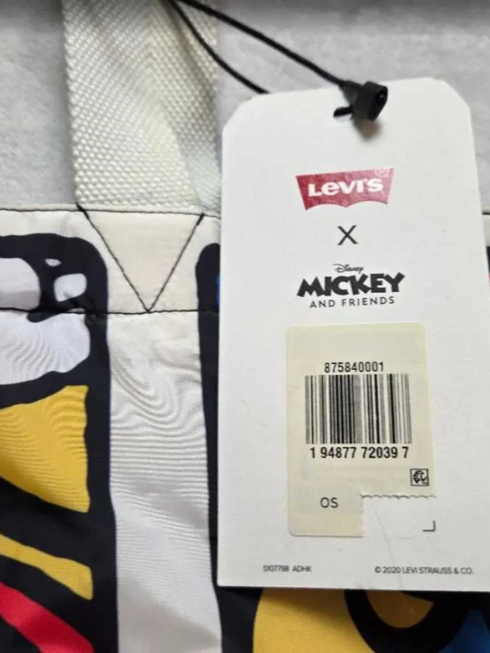 New Levi's x Disney Mickey Mouse & Friends quilted reversible tote bag